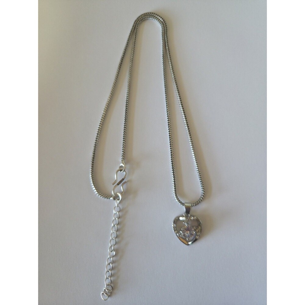 ​Silver Tone Pendant Necklace, Adjustable Snake Chain Fashion Jewelry 17''